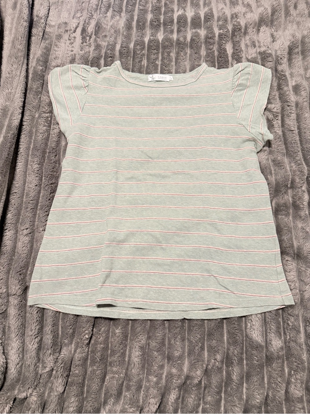 Carve Designs Mint Green Tee with Pink Stripes